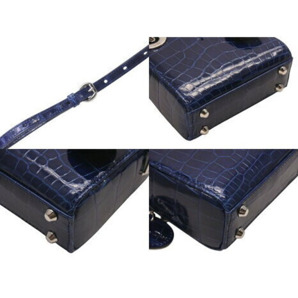 Dior Navy Shoulder Crocodile Blue Christian Bag Lady Leather - Picture 7 of 8